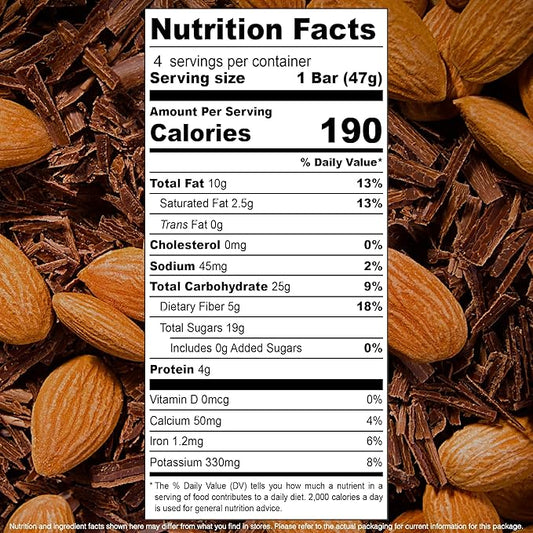 jonesbar (Dark Chocolate Almond, 4 Count (Pack of 1)), USDA Organic Fruit & Nut Bar, Non-GMO, Kosher, Vegan, Gluten Free, Simple Snack Bar