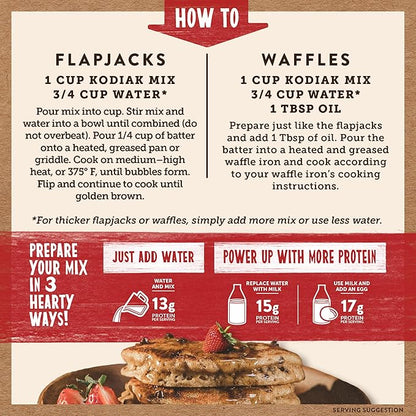 Kodiak Cakes Power Cakes, Pancake & Waffle Mix, Chocolate Chip, High Protein,100% Whole Grains (Pack of 6)