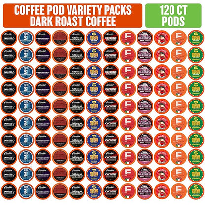 Coffee Pod Variety Packs Dark Roast Sampler, Assorted, Compatible with 2.0 K-Cup Brewers, Variety Pack, 120 Count (Pack of 1)