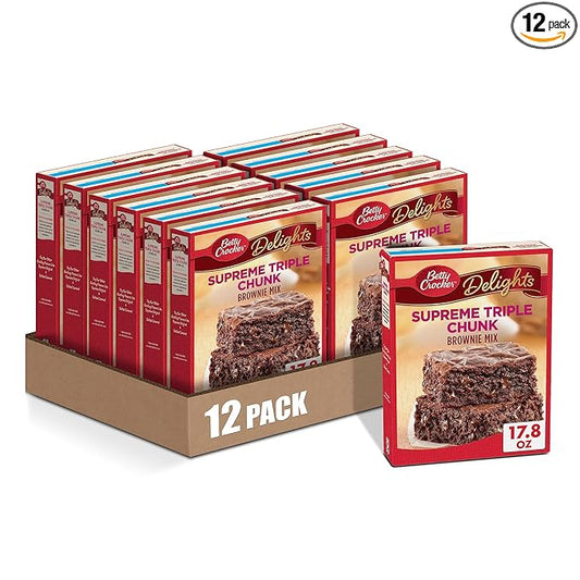 Betty Crocker Delights Supreme Triple Chunk Brownie Mix, Holiday Baking, 17.8 oz (Pack of 12)