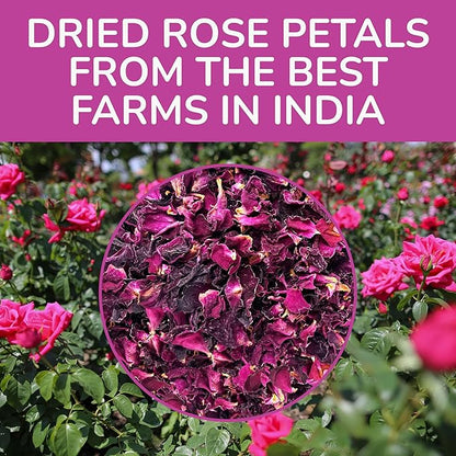 BREWIX, Pure Dried Rose Petals Loose Tea (25+ Cups,1.76oz/50g) Edible Flowers for Cocktails,Garnishing & Drinks, Tea,Baking,Desserts,Bread,Cake,Bath,DIY Skincare Edible Rose Petals in Resealable Bag