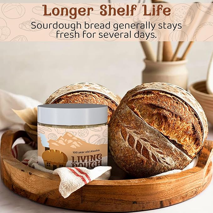 Living Dough - 400 Year Old History Black Death Sourdough Starter Culture - Active & Live Organic Sourdough Starter for Baking - For Artisanal Bread, Pizza Dough, Waffles & More