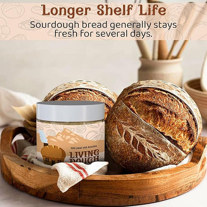 Living Dough - 150 Year Old Egyptian Whole Wheat Sourdough Starter Culture - Active & Live Organic Sourdough Starter for Baking - For Artisanal Bread, Pizza Dough, Waffles & More