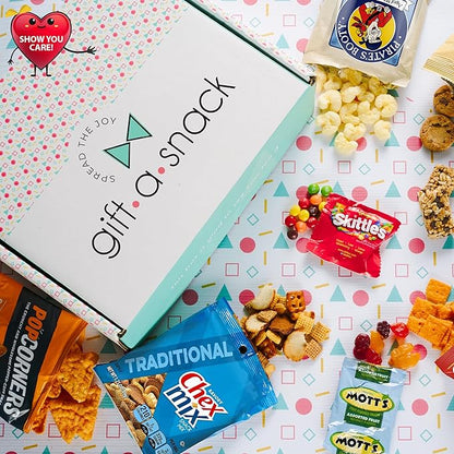 Gift A Snack - Thanksgiving, Holiday, Christmas Stocking Stuffer Healthy Snack Box Care Package + Greeting Card (30 Count) Birthday Treats Gift Basket, Nutritious Granola Breakfast Bars