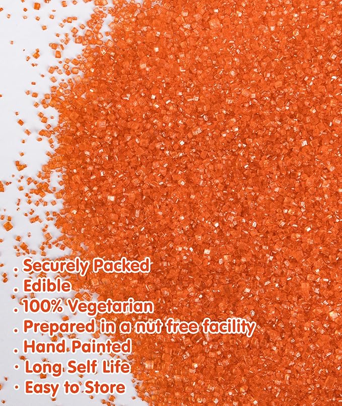 Edible Orange Sprinkles,Christmas Sugar Sprinkles for Cake Decorating,150g/5.3oz,Edible Coarse Sugar Crystals,Sprinkle Mix for Cookies,Ice Cream,Fondant Cake,Caramel Apples,Cupcakes,Desserts,Wedding Party Valentines Thanksgiving Christmas Supplies