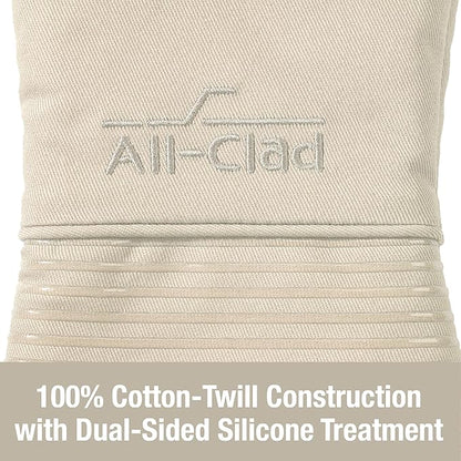 All-Clad Silicone Oven Mitts: Heat Resistant up to 500 Degrees - 100% Cotton & Silicone, 14"x7" Oven Mitt for Kitchen and Barbeque, 2-Pack, Almond