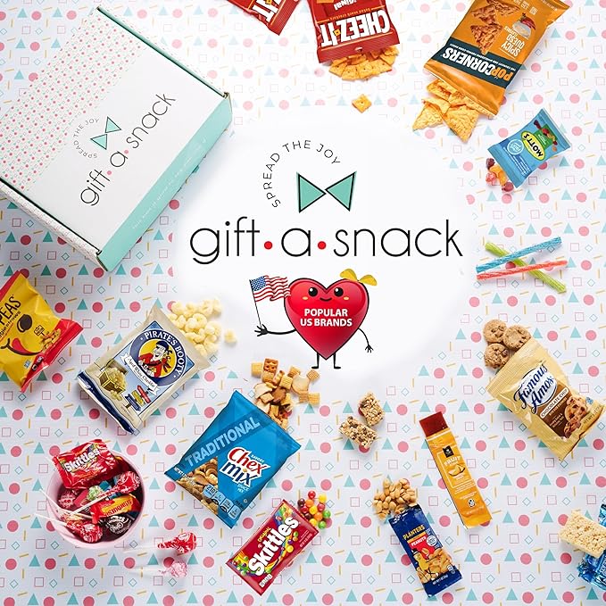 Gift A Snack - Thanksgiving, Holiday, Christmas Stocking Stuffer Healthy Snack Box Care Package + Greeting Card (50 Count) Birthday Treats Gift Basket, Nutritious Granola Breakfast Bars