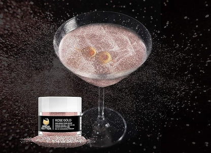 Rose Gold Brew Glitter Edible Glitter for Drinks, Cocktails, Beer, Garnish Glitter & Beverages | Kosher & Halal Certified | 100% Edible & Food Grade | Vegan, Gluten, Nut Free (50g, Rose Gold)