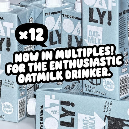 Oatly Original Oatmilk - Shelf-Stable, Creamy, Dairy-Free, Plant-Based Milk for Cereal, Smoothies, Baking & More (32 oz, 12-pack)