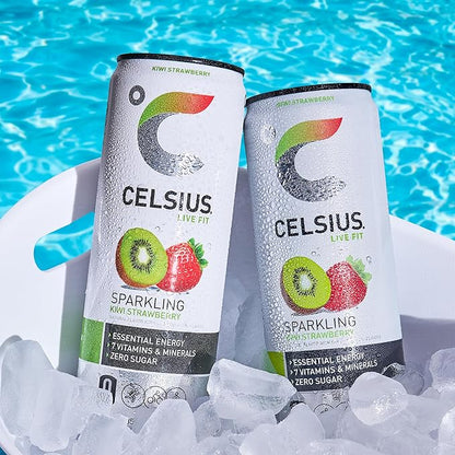 CELSIUS Sparkling Kiwi Strawberry, Sugar Free Energy Drink, 12 Fl Oz (Pack of 12)