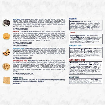 OREO Mini Cookies, Mini CHIPS AHOY! Cookies, RITZ Bits Cheese Crackers, Nutter Butter Bites & Wheat Thins Crackers, Nabisco Cookie & Cracker Variety Pack, 50 Snack Packs