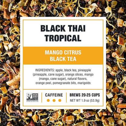 Tiesta Tea - Black Thai Tropical, Loose Leaf, Mango Citrus Black Tea, Premium Blend, High Caffeinated, Make Hot or Iced & Brews Up to 25 Cups, 1.9oz Resealable Pouch