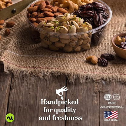 NUT CRAVINGS - Thanksgiving Mixed Nuts Gift Basket + Green Ribbon (4 Assortments) Holiday Xmas Christmas Food Arrangement, Healthy Snack Care Package, Food Assortments