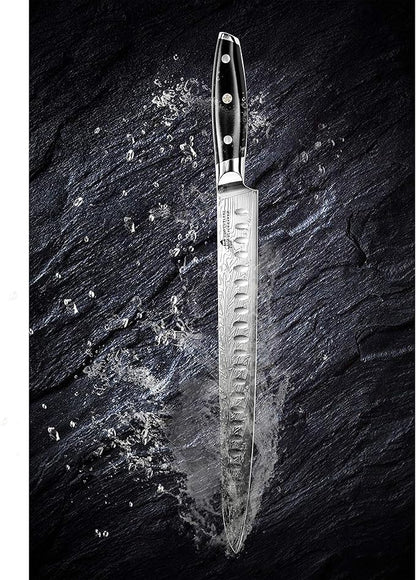 TUO Slicing Knife - Meat Carving Knife Brisket Knife High Carbon Stainless Steel 12-Inch - Meat Knife with G10 Full Tang Handle - Black Hawk-S Knives Including Gift Box
