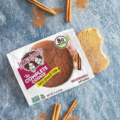 Lenny & Larry's The Complete Cookie, Snickerdoodle, Soft Baked, 8g Plant Protein, Vegan, Non-GMO, 2 Ounce Cookie (Pack of 12)