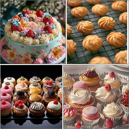 5PCS Large Piping Tips Set, COKUMA Stainless Steel Cake Decorating Tips, Frosting Icing Tips for Cupcakes, Cake, Cookie and Decorating (Dishwasher Safe)