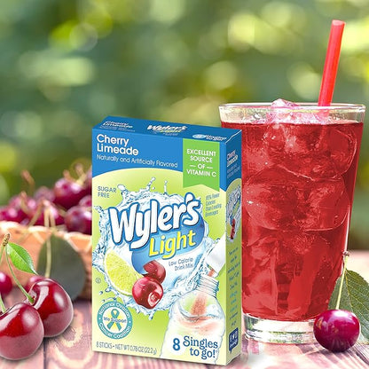 Wyler's Light Cherry Limeade Singles To Go Drink Mix Cherry Limeade, 8 Count (Pack of 12)