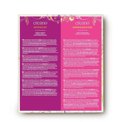 Creano Organic Fruit Tea Herbal Tea Gift Set – 45 Organic Tea Bags in 9 Dreamy Varieties – 90 g