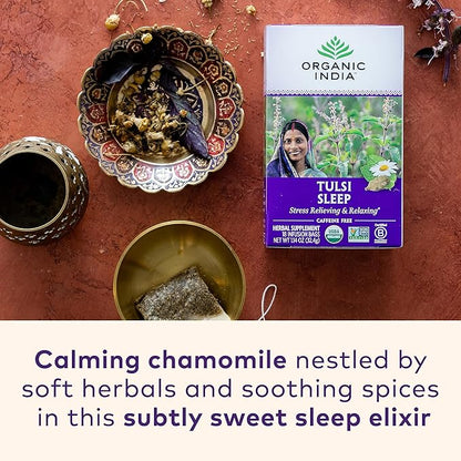 ORGANIC INDIA Iced Tulsi Tea Bags Variety Pack - Assorted Tea, Holy Basil, Ashwaganda, Sleep, Honey Chamomile - Adaptogen, Vegan, USDA Certified Organic, Non-GMO - 18 Infusion Bags per Box (Pack of 3)
