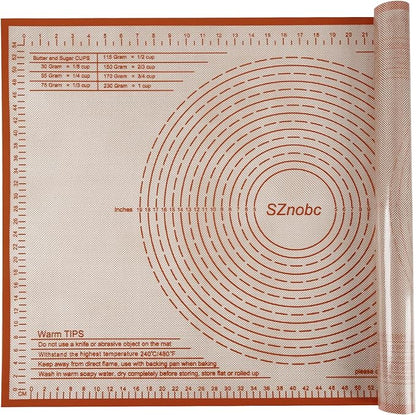 Silicone Pastry Mat 36'' By 24'' Extra Large Baking Mat with Measurements for Dough Rolling, Kneading Board, Kitchen Counter Mats, Perfect for Dough, Fondant, Pie Crust, Cookies, Bread, Pasta, Pizza