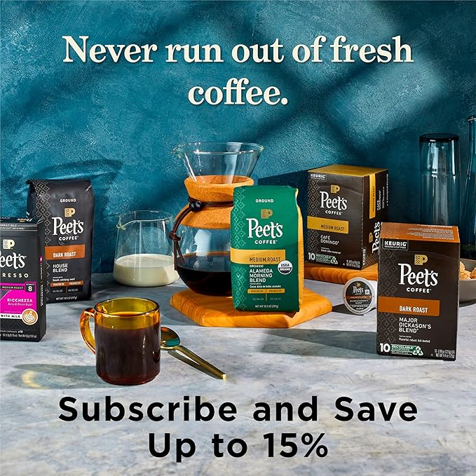 Peet's Coffee, Dark Roast Keurig K-Cup Pods - Major Dickason's Blend 60 Count (6 Boxes of 10 K-Cup Pods)