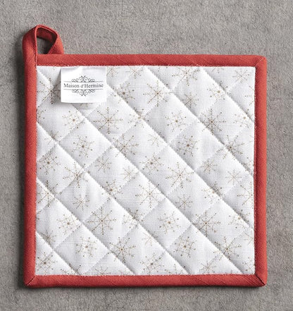 Maison d' Hermine Pot Holders 100% Cotton Heat Resistant Potholders 8" x 8" Hot Pads with Loop BBQ, Cooking, Baking, Grilling, Kitchen, Handling Hot Pans (Pack of 1, Chromo)