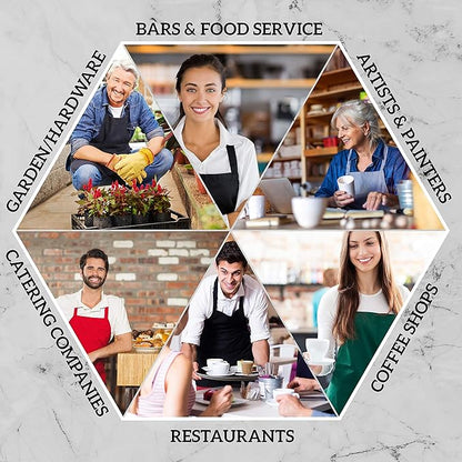 GREEN LIFESTYLE 12 Pack Bib Apron - Unisex Black Aprons, Machine Washable Aprons for Men and Women, Kitchen Cooking BBQ Bulk (Pack of 12, No Pockets, Black)