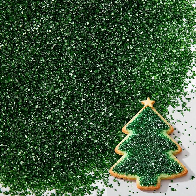 Edible Green Sprinkles,Christmas Sanding Sugar Sprinkles,150g/5.3oz,Edible Sugar Crystals for Cake Decorating,Sprinkle Mix for Cookies,Ice Cream,Fondant Cake,Caramel Apples,Cupcakes,Desserts,Wedding Party Valentines Halloween Christmas Supplies