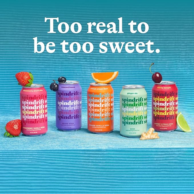 Spindrift Soda Variety Pack with Real Squeezed Fruit 12 Pack Case
