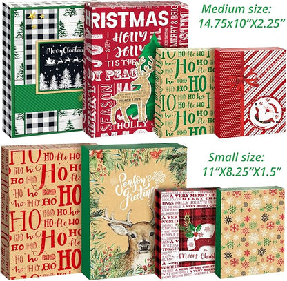 Party Funny 12 Christmas Gift Wrap Boxes for Wrapping Extra Large Clothes, 12 tissue paper and 80 Christmas Stickers(Assorted size for Shirts, Robes, Coats, Sweaters and xmas Holiday Present)