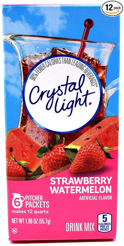 Crystal Light Strawberry Watermelon Drink Mix, 12-Quart Canister (Pack of 12)