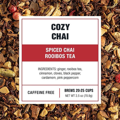 Tiesta Tea - Cozy Chai, Loose Leaf, Spiced Chai Rooibos Tea, Premium Caffeine-Free Herbal Blend, Makes Hot or Iced & Up to 25 Cups, 2.5oz Resealable Pouch
