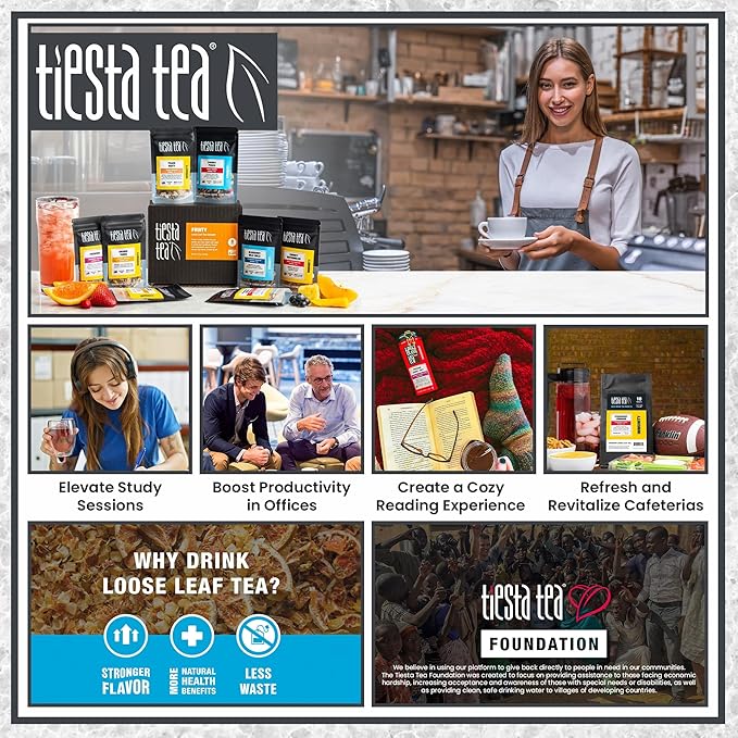 Tiesta Tea - Fireberry Cranberry Hibiscus Rooibos Tea | Loose Leaf | Premium Non-Caffeinated Rooibos Blend | Make Hot or Iced & Brews Up to 50 Cups | 30oz Refillable Tin, Pack of 6