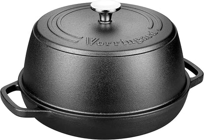Cast Iron Dutch Oven Pot with Lid for Bread Baking - include Sourdough Bread Baking Supplies like Banneton Bread Proofing Basket, Bread Oven 6 QT, Pre-seasoned