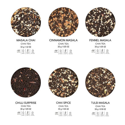 BREWIX, Discover India Premium Black Tea Christmas Gift Box (6.34oz/90+ Cups) | Tea Gift Sets For Tea Lover | 6 Unique Chai Teas | Best for Birthdays, Anniversaries & Holidays