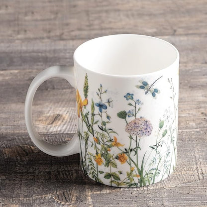 Maison d' Hermine Coffee Mug with Handles Fine Bone China Mugs Pack of One Tea Cups for Hot Beverages Cappuccino Latte Home Restaurant Office Perfect for Gift (Fleurs De Mai - Floral, 12 Ounce)