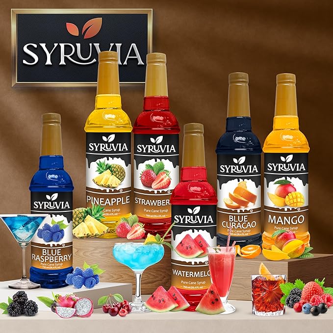 Syruvia Cherry Syrup, Flavored Syrup for Drinks, Cocktails, Lemonades, Iced Teas, and Desserts – 25.4 fl oz