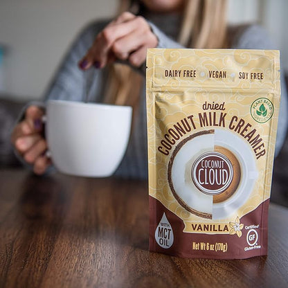 Coconut Cloud: Dairy-Free Coffee Creamer | Minimally Processed, Shelf Stable. Made from Coconut Powdered Milk. | Vegan, Gluten Free, Non-GMO. (Home, Office, Travel), Creamers (Vanilla Pouch)