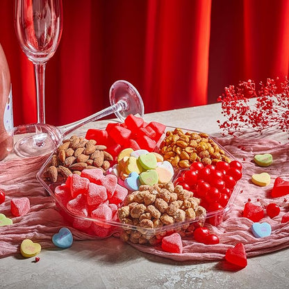 NUT CRAVINGS - Thanksgiving Mixed Nuts & Heart Candy Gift Basket in Red Gold Box (7 Assortments, 1 LB) Holiday Xmas Christmas Food Arrangement, Healthy Snack Care Package