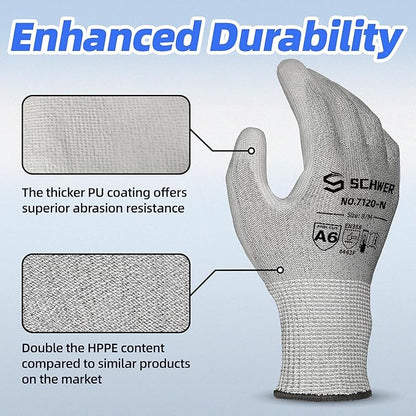 Schwer 3 Pairs Cut Resistant Gloves ANSI A6 Cut Proof Work Gloves, Touchscreen, for Men and Women Used to Woodworking, Glass Cutting, Construction, Cargo Handling, Material Sorting, Car Repair, M