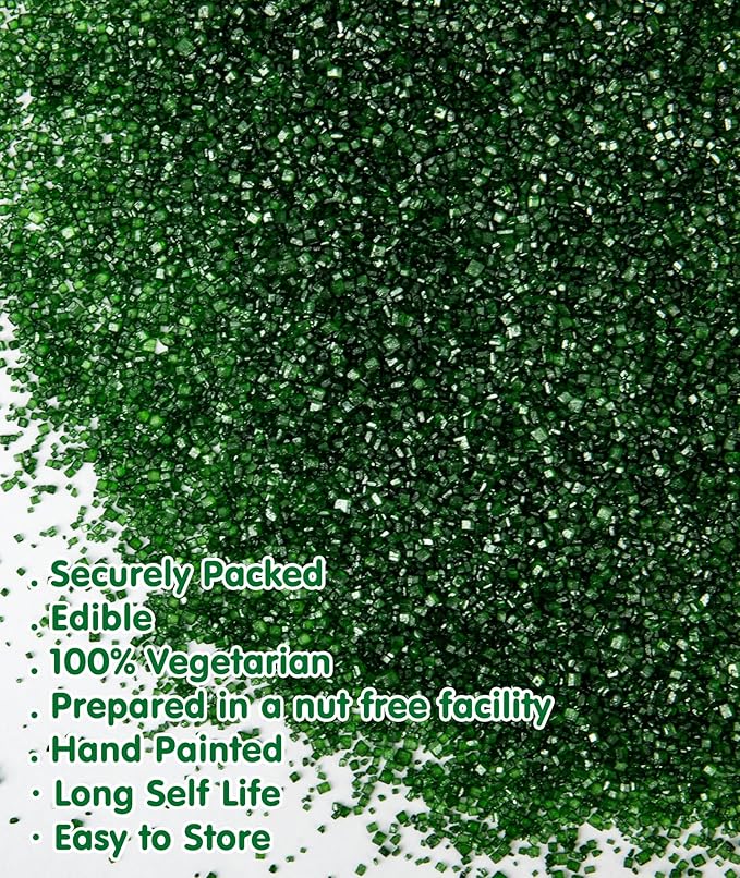 Edible Green Sprinkles,Christmas Sanding Sugar Sprinkles,150g/5.3oz,Edible Sugar Crystals for Cake Decorating,Sprinkle Mix for Cookies,Ice Cream,Fondant Cake,Caramel Apples,Cupcakes,Desserts,Wedding Party Valentines Halloween Christmas Supplies
