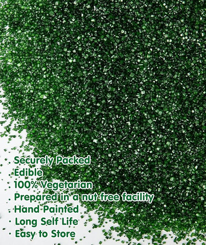 Edible Green Sprinkles,Christmas Sanding Sugar Sprinkles,150g/5.3oz,Edible Sugar Crystals for Cake Decorating,Sprinkle Mix for Cookies,Ice Cream,Fondant Cake,Caramel Apples,Cupcakes,Desserts,Wedding Party Valentines Halloween Christmas Supplies