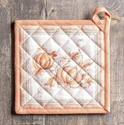 Maison d' Hermine Pot Holders 100% Cotton Heat Resistant Potholders 8" x 8" Hot Pads with Loop BBQ, Cooking, Baking, Grilling, Kitchen, Handling Hot Pans (Pack of 1, Giving Thanks)