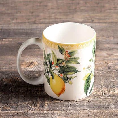 Maison d' Hermine Coffee Mug with Handles Fine Bone China Mugs Pack of One Tea Cups for Hot Beverages Cappuccino Latte Home Restaurant Office Perfect for Gift (Limoncello - Combava, 15 Ounce)