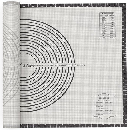 26 * 16 inches Black, Non-Slip Silicone Baking Sheets - Baking Mat with 0.7mm Thickness - Non-Stick Pastry & Cookie Mat for Kitchen Counter for Rolling Out Dough with Measurements.