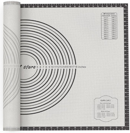26 * 16 inches Black, Non-Slip Silicone Baking Sheets - Baking Mat with 0.7mm Thickness - Non-Stick Pastry & Cookie Mat for Kitchen Counter for Rolling Out Dough with Measurements.