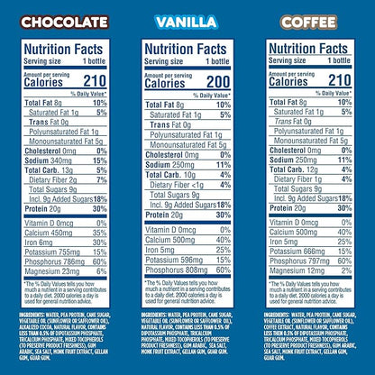 Ripple Plant Based Protein Shake Variety Pack | 20g of Quality Sourced Pea Protein, Calcium Rich | Shelf Stable | Vegan & Non GMO | Dairy, Soy, Nut, & Gluten Free | 12 Fl Oz Bottles (Pack of 12)