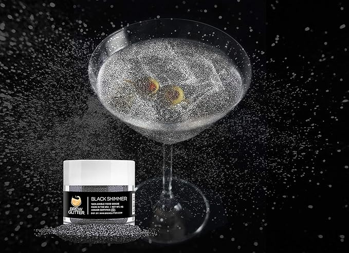 Brew Glitter - Black Shimmer (45g 1x Shaker Jar) | Edible Glitter For Drinks, Beer and Cocktail Beverages by Bakell
