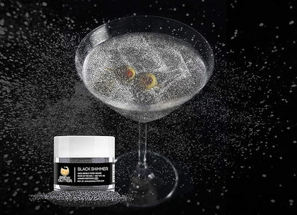 Brew Glitter - Black Shimmer (45g 1x Shaker Jar) | Edible Glitter For Drinks, Beer and Cocktail Beverages by Bakell