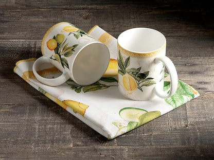 Maison d' Hermine Coffee Mug with Handles Fine Bone China Mugs Pack of One Tea Cups for Hot Beverages Cappuccino Latte Home Restaurant Office Perfect for Gift (Limoncello - Verna, 12 Ounce)